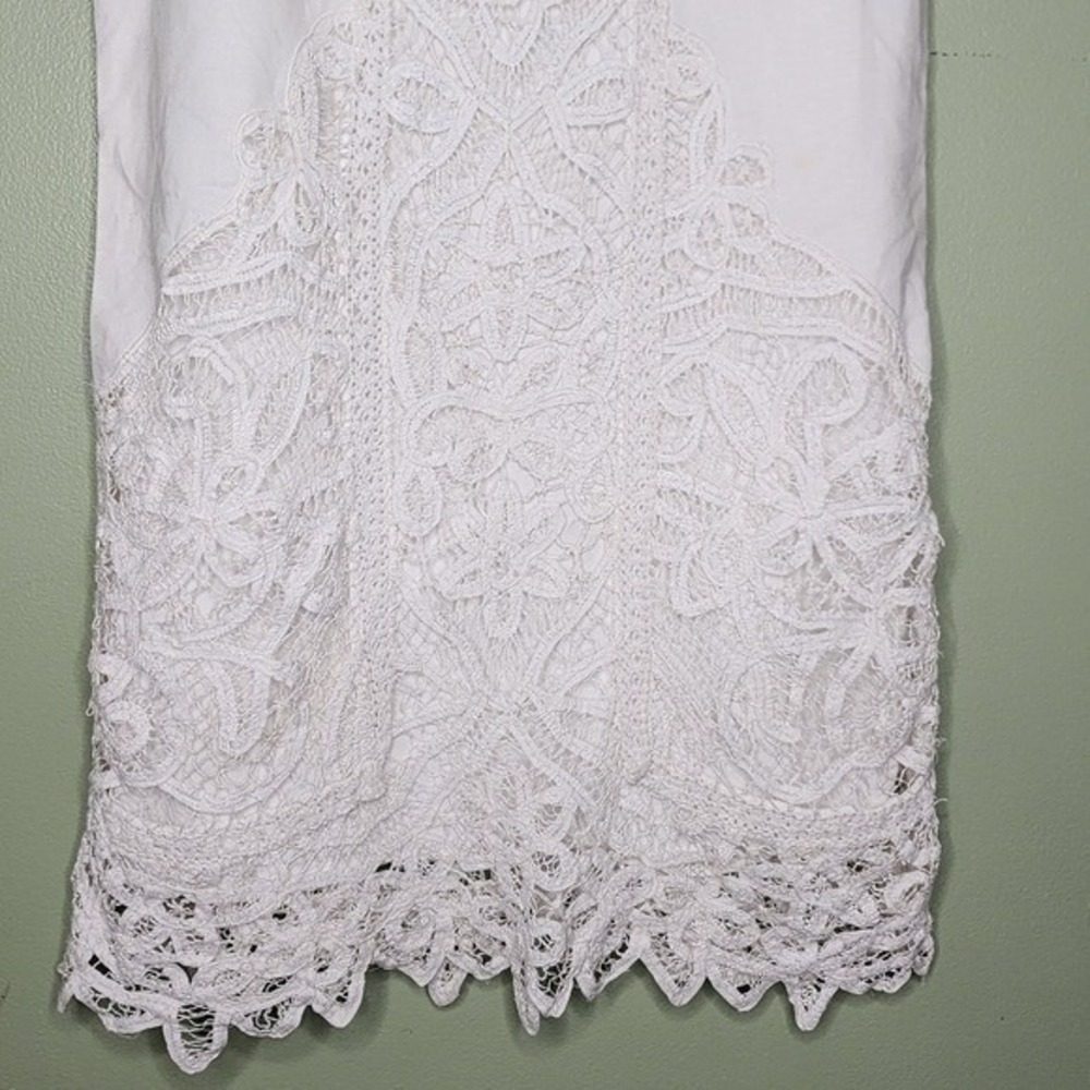 Moulinette Soeurs Linen Cotton Dress Sleeveless White Lace Summer Prep Beach 14 - Picture 4 of 12